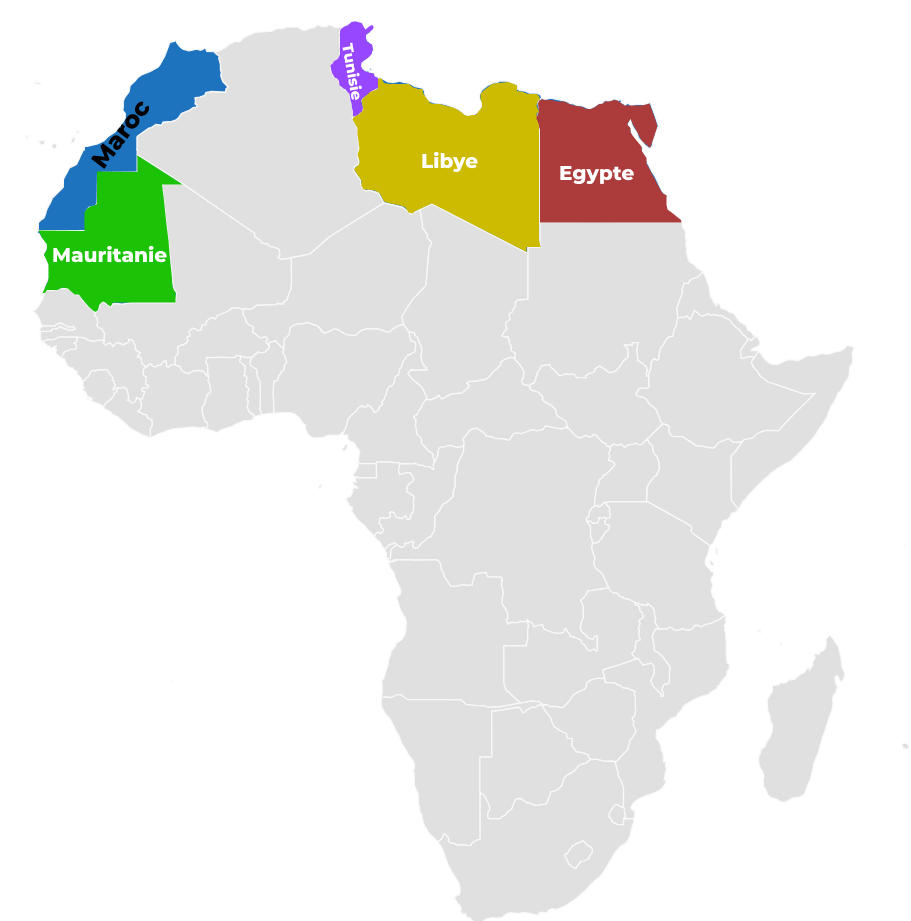 Carte de la juridiction de l’Ambassade du Bénin au Maroc